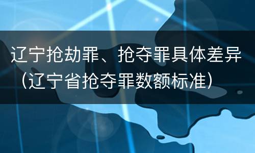 辽宁抢劫罪、抢夺罪具体差异（辽宁省抢夺罪数额标准）