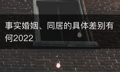 事实婚姻、同居的具体差别有何2022