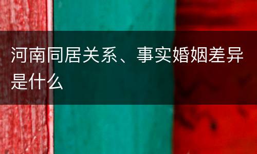 河南同居关系、事实婚姻差异是什么