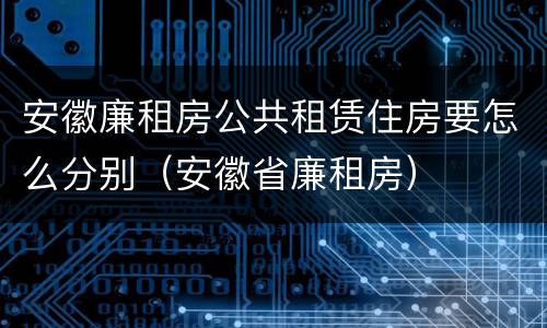 安徽廉租房公共租赁住房要怎么分别（安徽省廉租房）