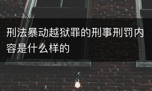 刑法暴动越狱罪的刑事刑罚内容是什么样的