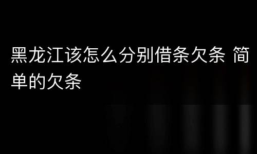黑龙江该怎么分别借条欠条 简单的欠条