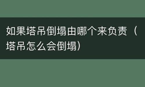 如果塔吊倒塌由哪个来负责（塔吊怎么会倒塌）