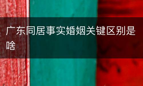 广东同居事实婚姻关键区别是啥