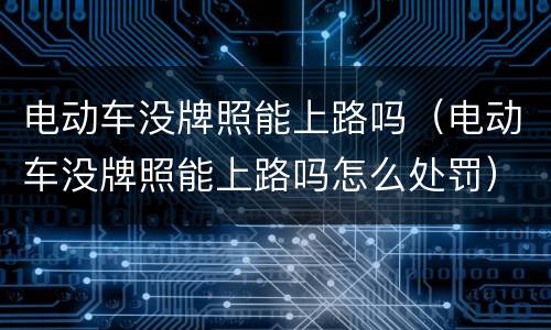 电动车没牌照能上路吗（电动车没牌照能上路吗怎么处罚）