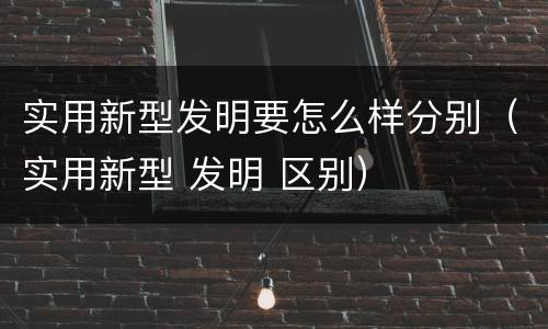 实用新型发明要怎么样分别（实用新型 发明 区别）
