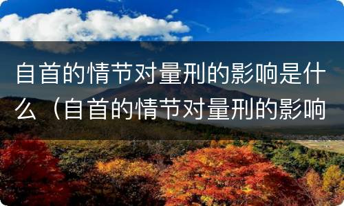 自首的情节对量刑的影响是什么（自首的情节对量刑的影响是什么情况）