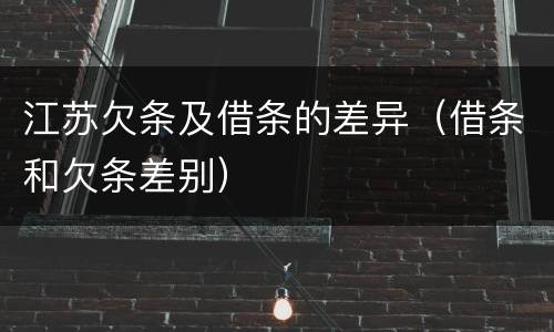 江苏欠条及借条的差异（借条和欠条差别）