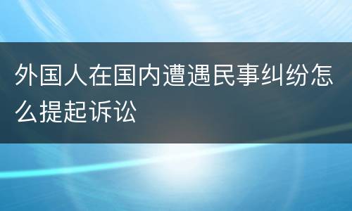 外国人在国内遭遇民事纠纷怎么提起诉讼