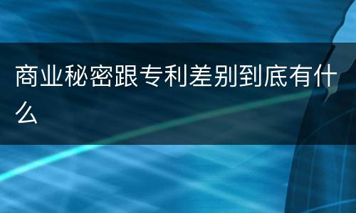 商业秘密跟专利差别到底有什么