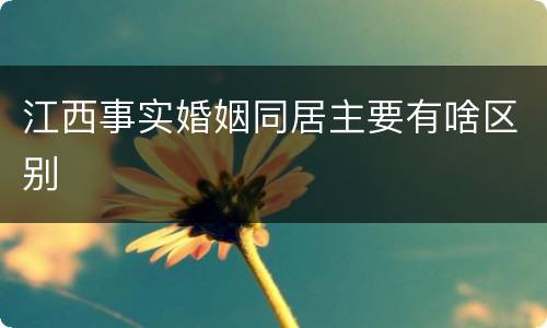 江西事实婚姻同居主要有啥区别