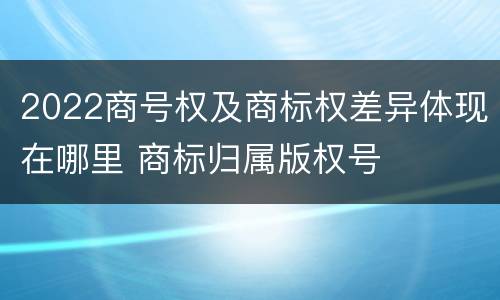 2022商号权及商标权差异体现在哪里 商标归属版权号