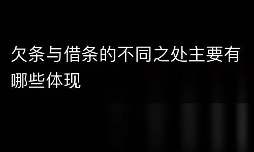 欠条与借条的不同之处主要有哪些体现