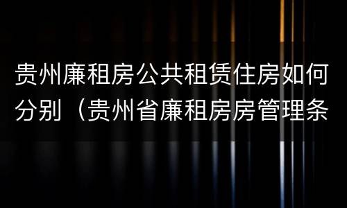 贵州廉租房公共租赁住房如何分别（贵州省廉租房房管理条例）