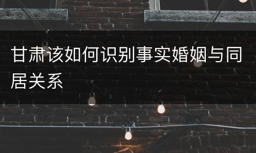 甘肃该如何识别事实婚姻与同居关系