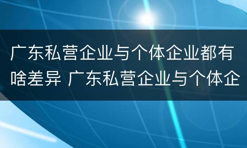 广东私营企业与个体企业都有啥差异 广东私营企业与个体企业都有啥差异呢