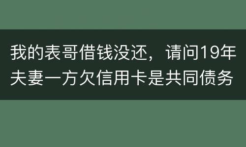 我的表哥借钱没还，请问19年夫妻一方欠信用卡是共同债务吗
