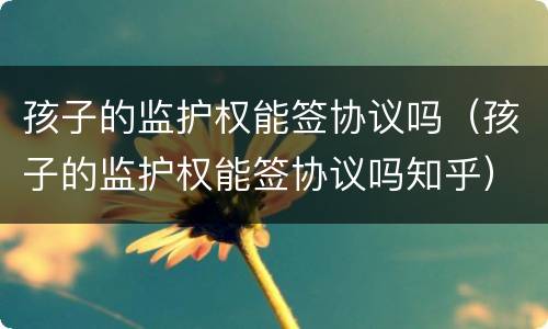孩子的监护权能签协议吗（孩子的监护权能签协议吗知乎）