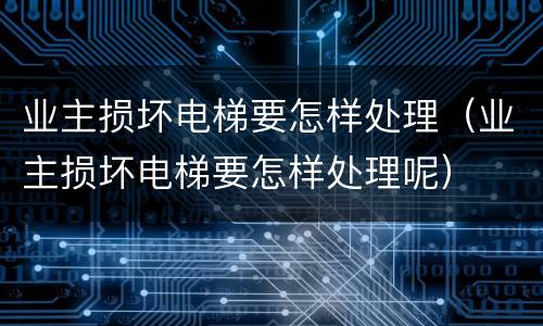 业主损坏电梯要怎样处理（业主损坏电梯要怎样处理呢）