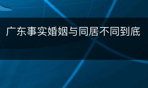 广东事实婚姻与同居不同到底