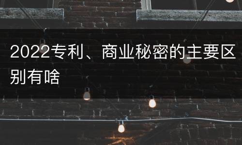 2022专利、商业秘密的主要区别有啥