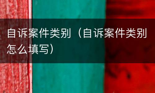 自诉案件类别（自诉案件类别怎么填写）
