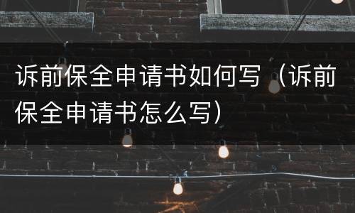 诉前保全申请书如何写（诉前保全申请书怎么写）