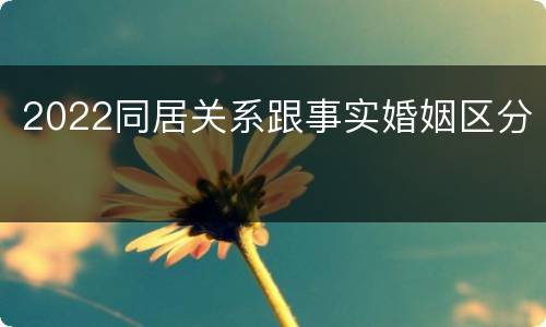 2022同居关系跟事实婚姻区分