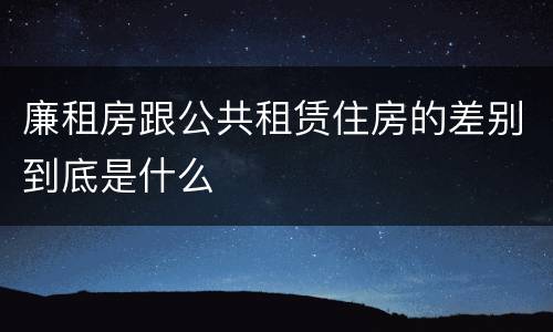 廉租房跟公共租赁住房的差别到底是什么