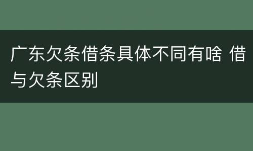 广东欠条借条具体不同有啥 借与欠条区别
