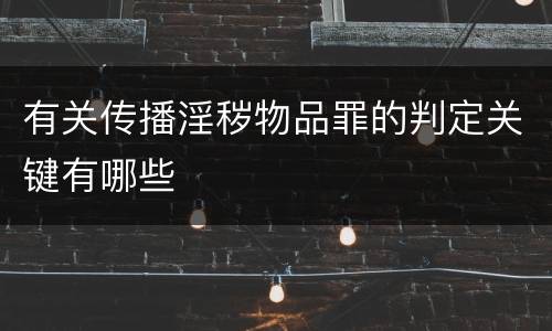 有关传播淫秽物品罪的判定关键有哪些