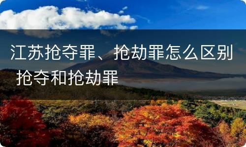 江苏抢夺罪、抢劫罪怎么区别 抢夺和抢劫罪
