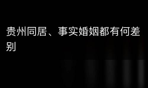 贵州同居、事实婚姻都有何差别