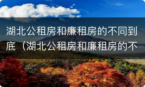 湖北公租房和廉租房的不同到底（湖北公租房和廉租房的不同到底在哪）