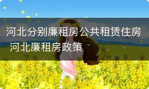 河北分别廉租房公共租赁住房 河北廉租房政策