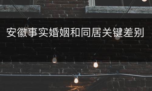 安徽事实婚姻和同居关键差别