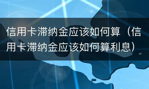 信用卡滞纳金应该如何算（信用卡滞纳金应该如何算利息）