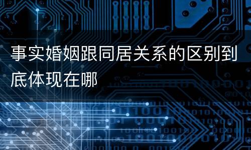 事实婚姻跟同居关系的区别到底体现在哪