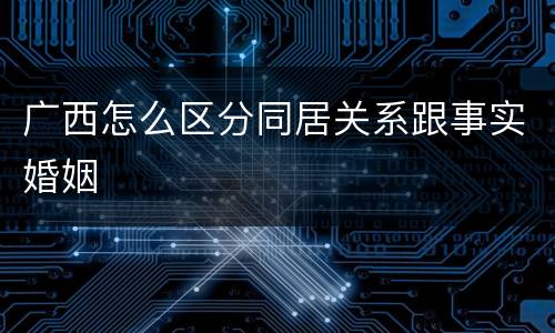 广西怎么区分同居关系跟事实婚姻