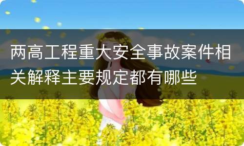 两高工程重大安全事故案件相关解释主要规定都有哪些