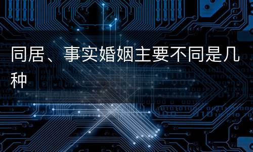 同居、事实婚姻主要不同是几种