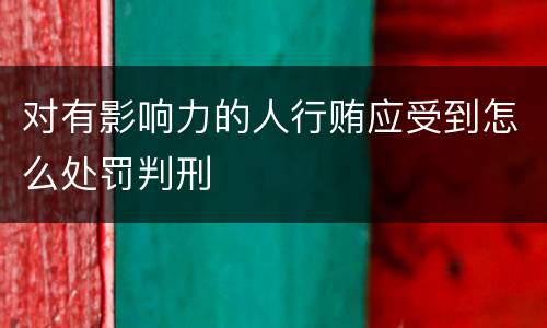 对有影响力的人行贿应受到怎么处罚判刑