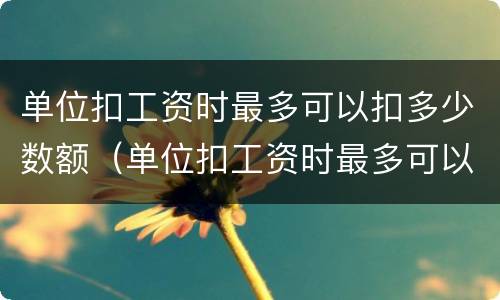 单位扣工资时最多可以扣多少数额（单位扣工资时最多可以扣多少数额的工资）