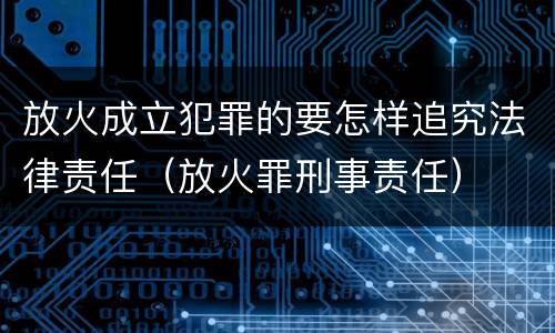 放火成立犯罪的要怎样追究法律责任（放火罪刑事责任）