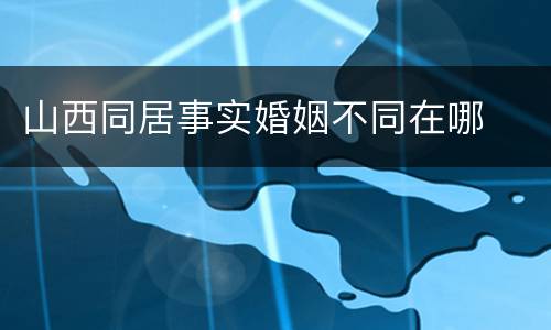 山西同居事实婚姻不同在哪