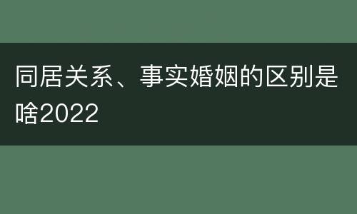 同居关系、事实婚姻的区别是啥2022