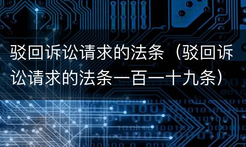 驳回诉讼请求的法条（驳回诉讼请求的法条一百一十九条）