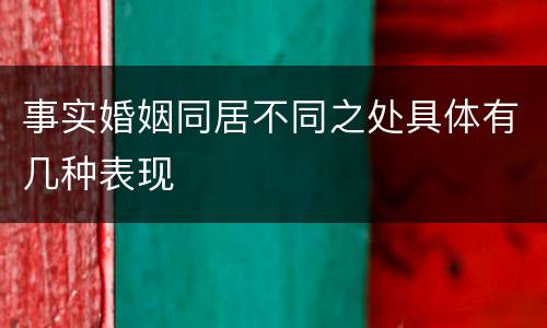 事实婚姻同居不同之处具体有几种表现