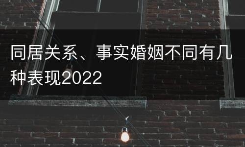同居关系、事实婚姻不同有几种表现2022