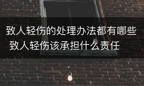 致人轻伤的处理办法都有哪些 致人轻伤该承担什么责任